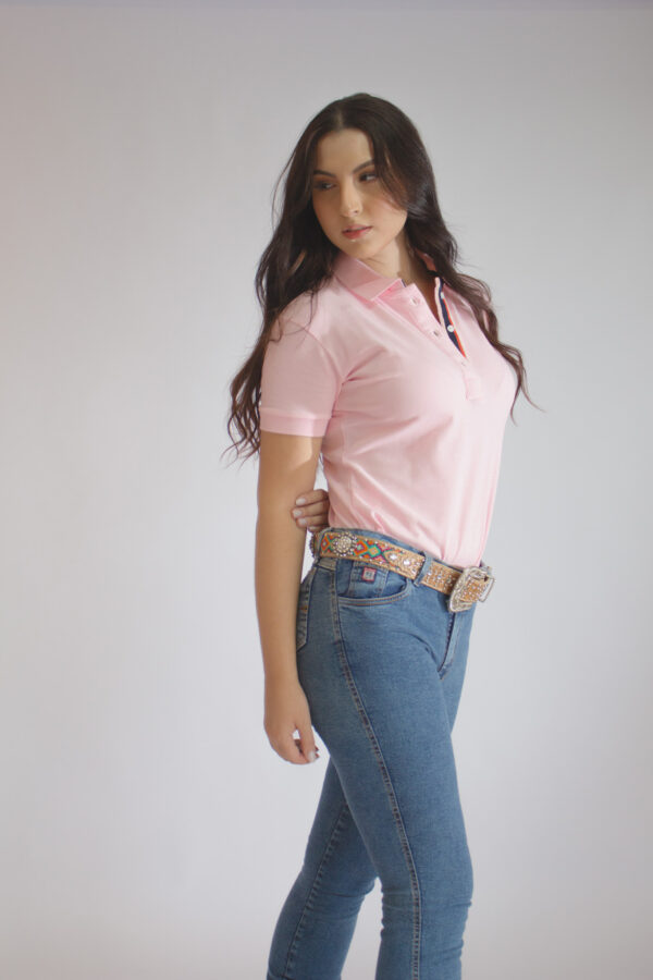 Camisa Gola Polo Feminina Clássica Rosa - Image 11