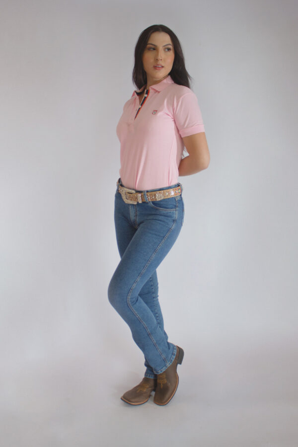Camisa Gola Polo Feminina Clássica Rosa - Image 9