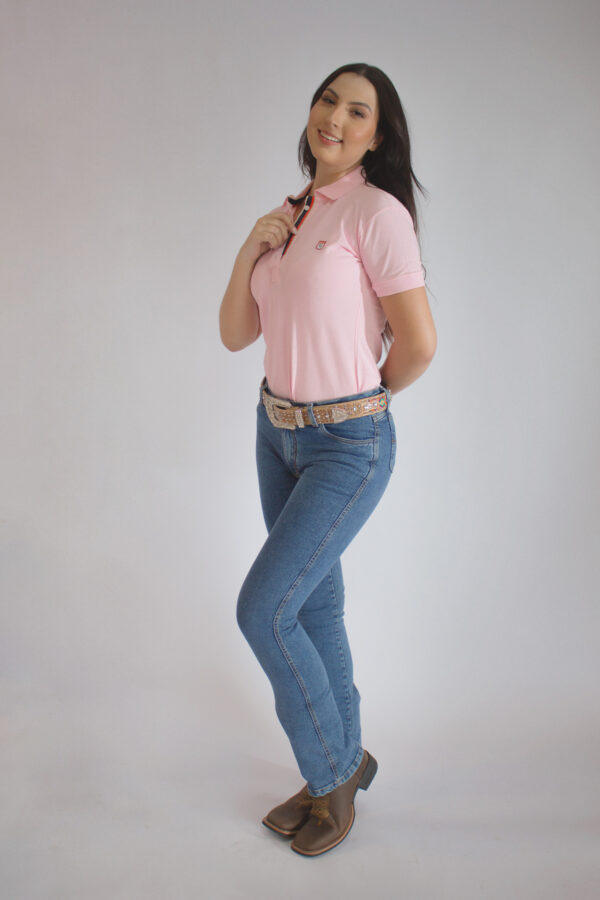 Camisa Gola Polo Feminina Clássica Rosa - Image 8