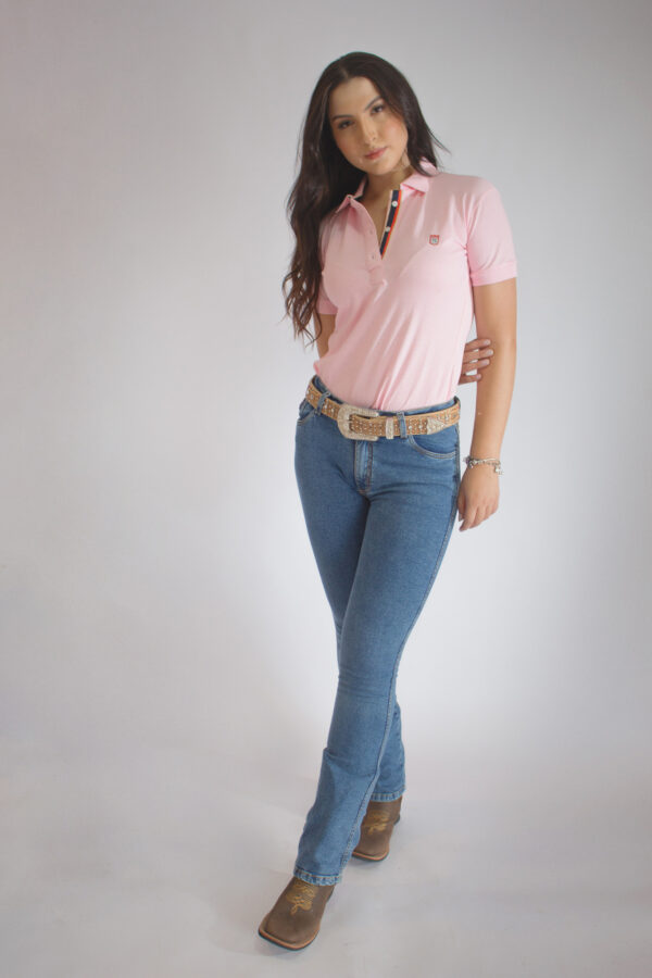 Camisa Gola Polo Feminina Clássica Rosa - Image 5